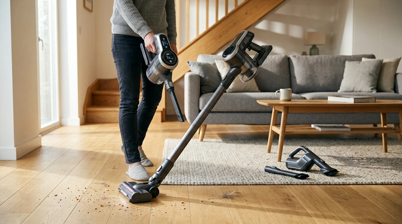 8-in-1 Cordless Stick Vacuum: LED Display, Lightweight