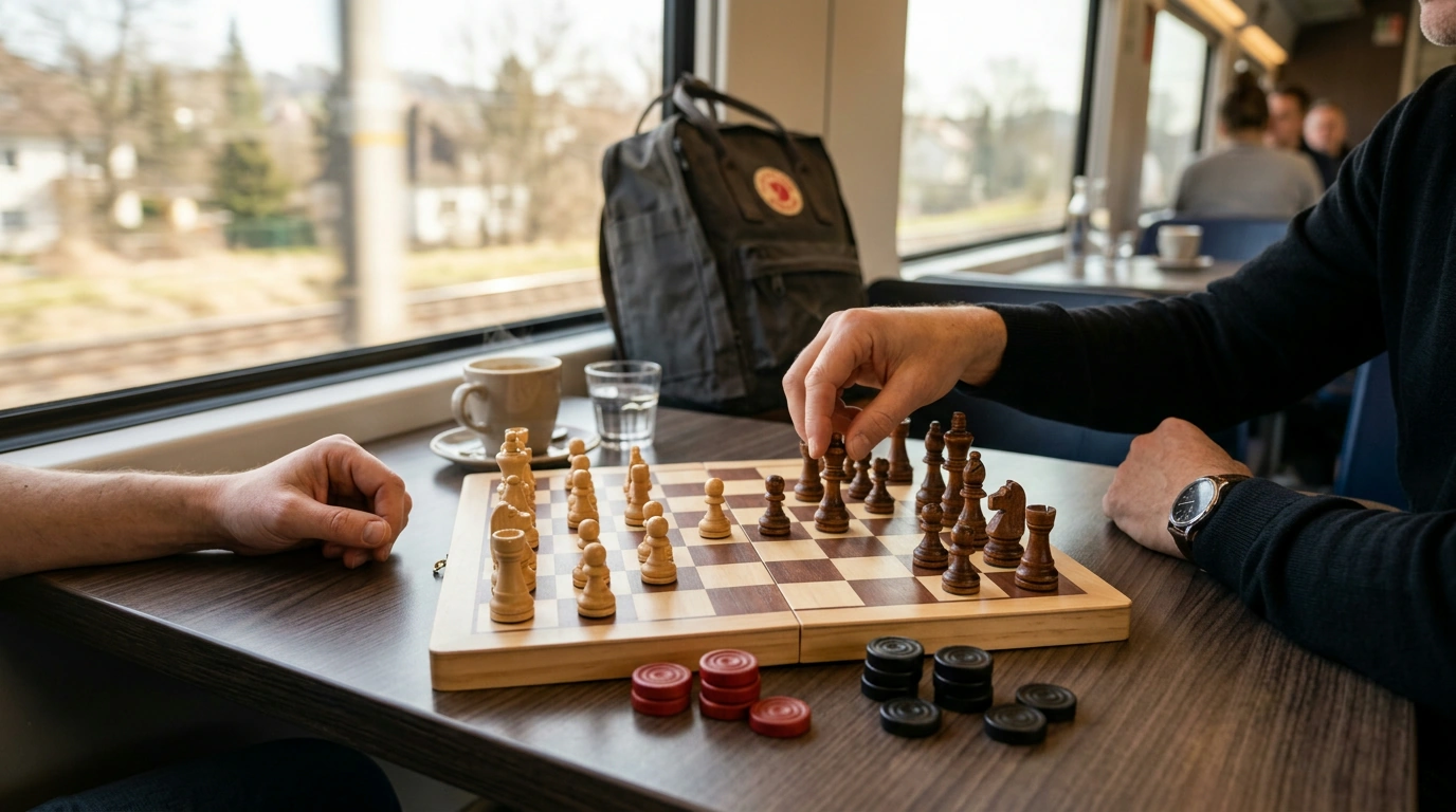 15-Inch Magnetic Folding Chess & Checkers Set for Travel