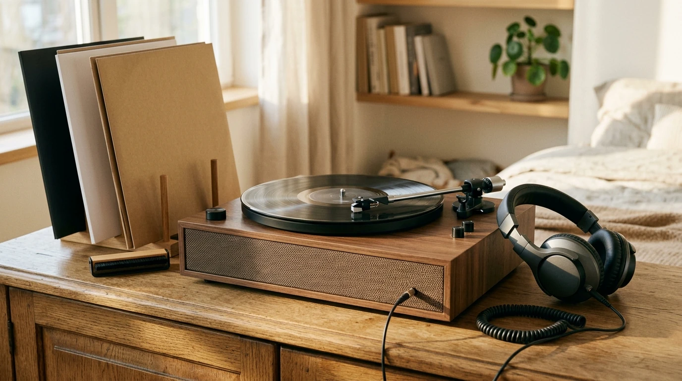3-Speed Turntable with Speakers, Headphones & AT Stylus