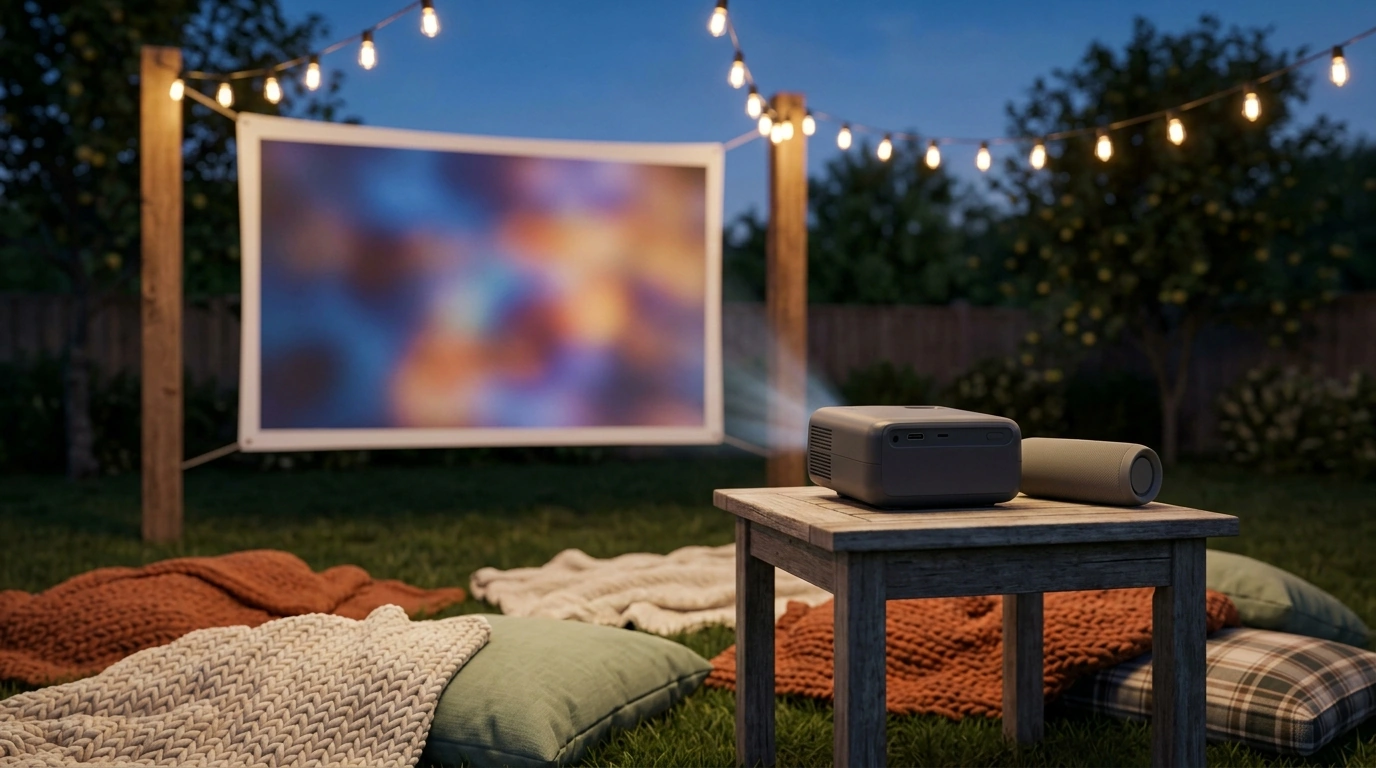 720P Portable Projector with WiFi 6 & Bluetooth for Movie Nights