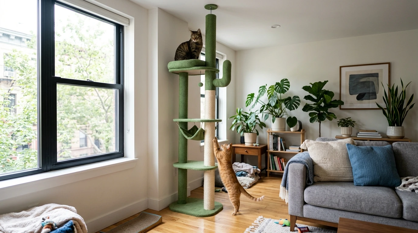 Cactus Floor-to-Ceiling Cat Tower: Adjustable Vertical Tree