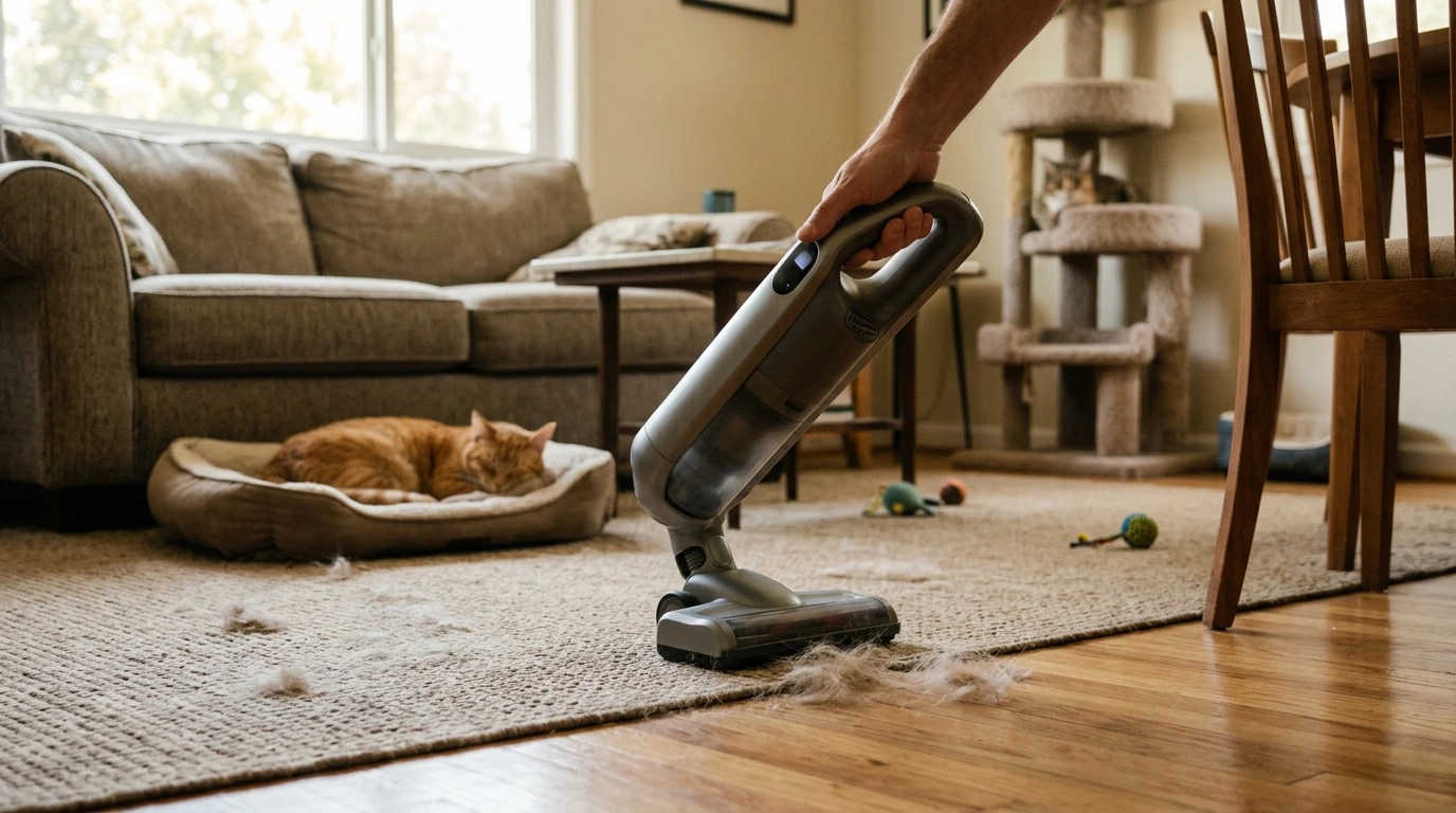 Pet Hair Cleanup Made Easy: Cordless Stick Vacuum + LED