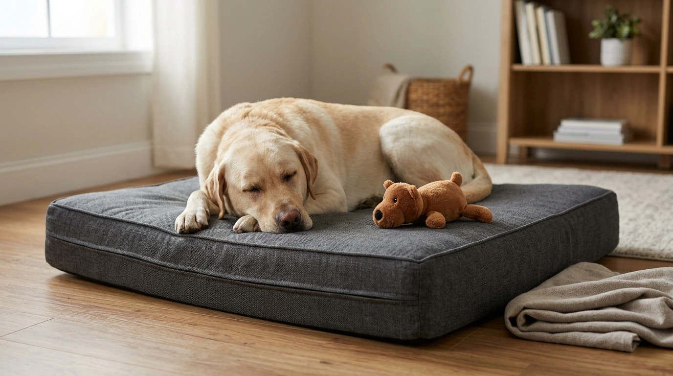 Large Memory Foam Dog Bed: Washable Cover + Toy