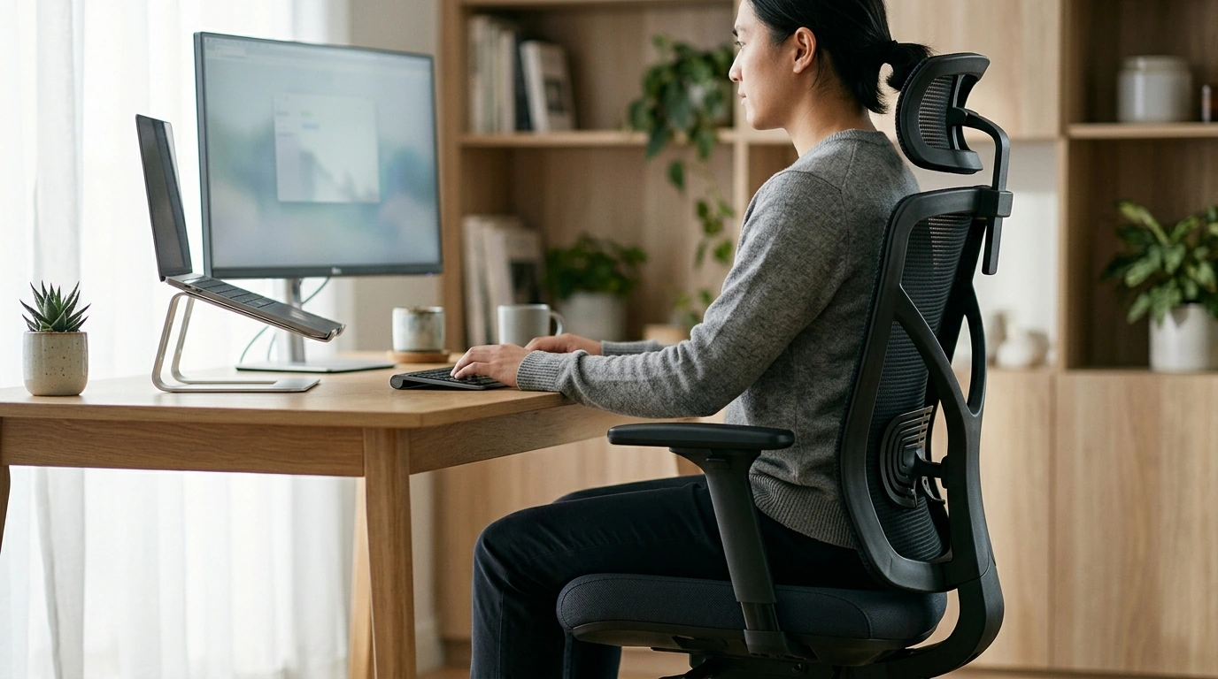 Cool Mesh Ergonomic Office Chair: Lumbar, Headrest, 2D Arms