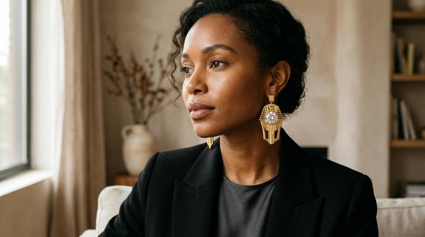 Pharaoh Moissanite Earrings: Bold Regal Sparkle