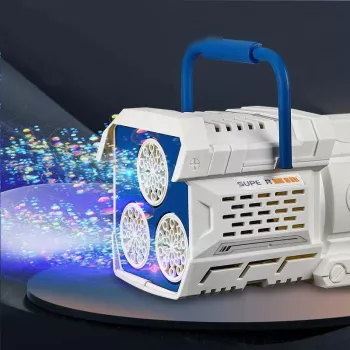 60-Hole Bubble Gun with Lights & Rotating Action