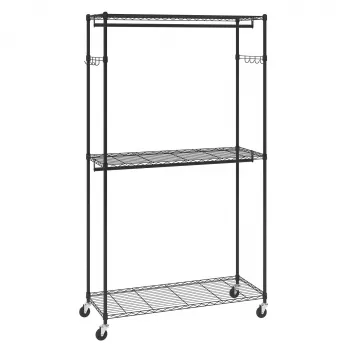 Adjustable Rolling Garment Rack: 3-Tier Closet Upgrade